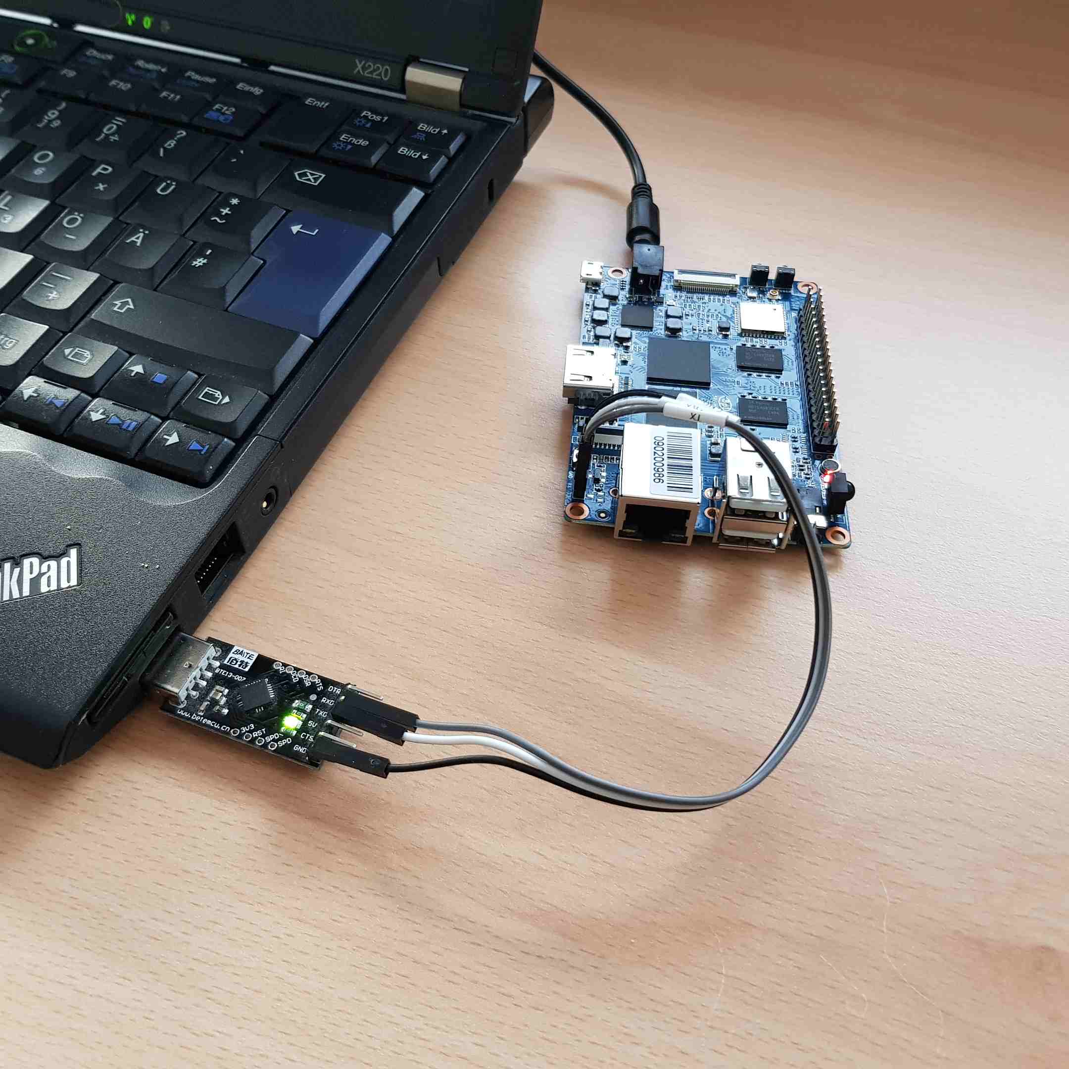 UART to USB2TTL bpi-m64 UART pins wired to a USB2TTL adapter