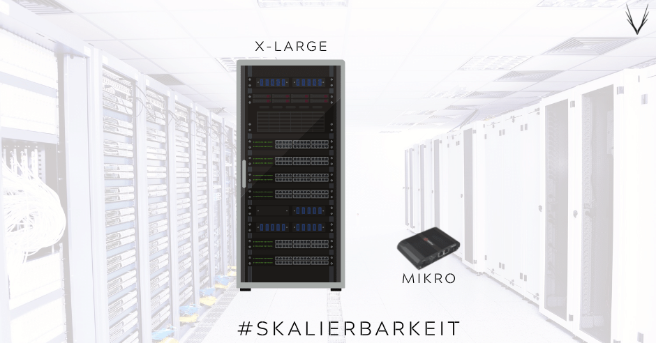 Two servers standing side by side exchanging ones and zeros. They are meant to represent the third pillar of Rothirsch Tech. - Administration